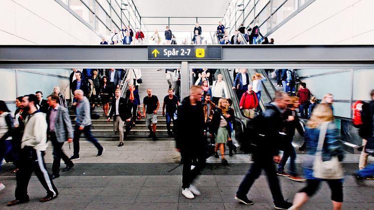 Pendlare på Uppsala station. Foto: Niklas Lundengård/Uppsala mediaportal