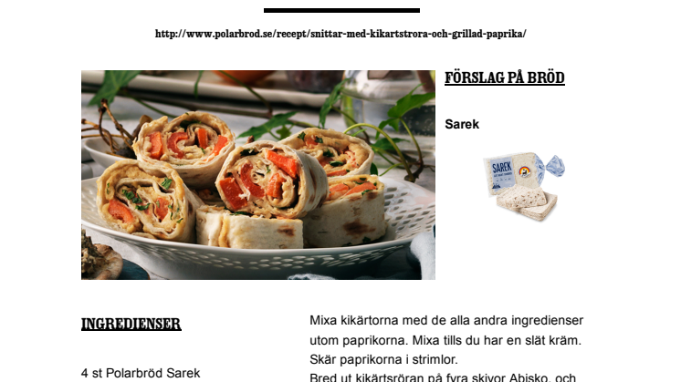 Snittar med kikärtsröra och grillad paprika