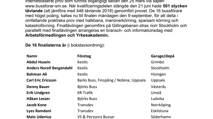 Pressinbjudan Bussförar-SM 9 september 2019