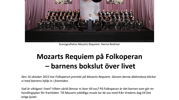 Mozarts Requiem på Folkoperan  – barnens bokslut över livet 