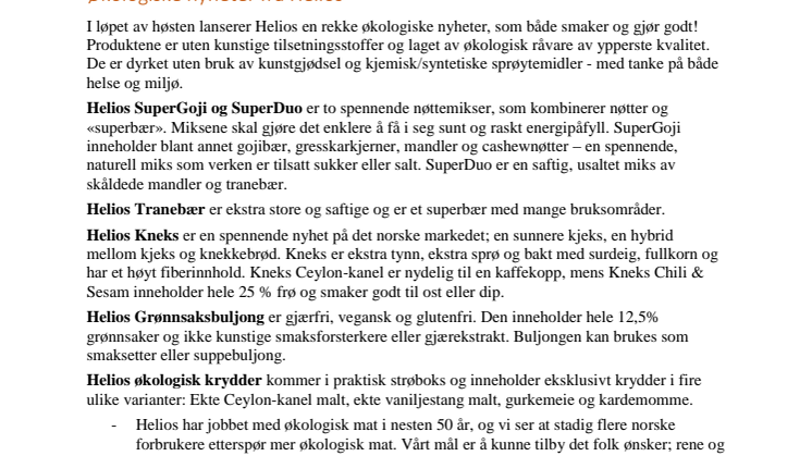 Økologiske nyheter fra Helios