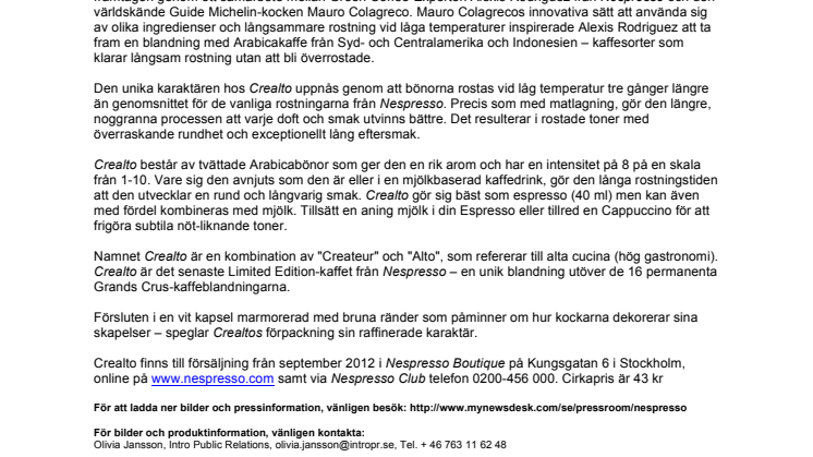 CREALTO – KAFFEEXPERTIS MÖTER GASTRONOMI