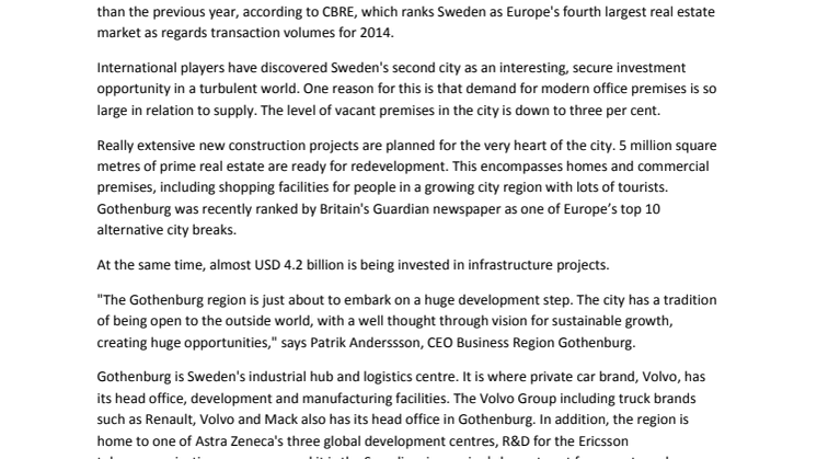 Inner city doubles in size in Sweden's second city 