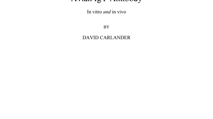 Avian IgY antibody: In vitro and in vivo