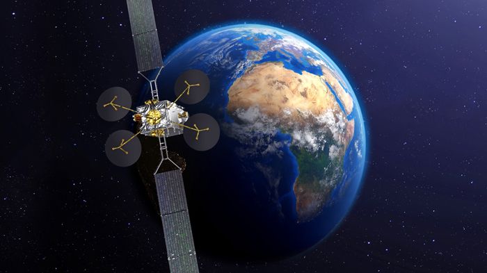 Vue d'artiste du satellite KONNECT (Crédit : Thales Alenia Space)