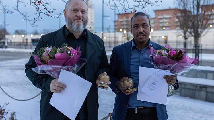 Jamie Fawcus och Yohannes Tadesse Aklilu, vinnare av Guldäpplet 2024. 