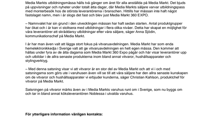 Media Markt 360 EXPO – utbildningsmässa nu även för vitvaror!