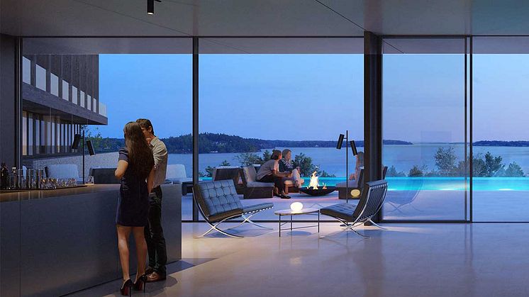 Visionsbild nytt hotell på Rindö utanför Vaxholm