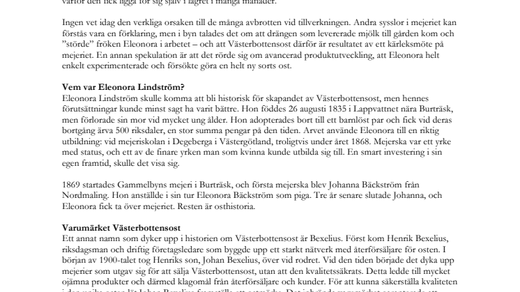 Västerbottensost faktablad