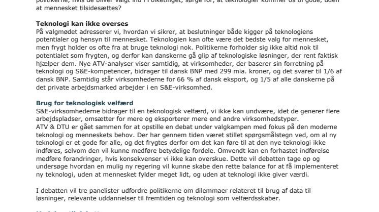 Presseinvitation til valgmøde 16/5: Hvordan forholder politikerne sig til din teknologiske fremtid? 