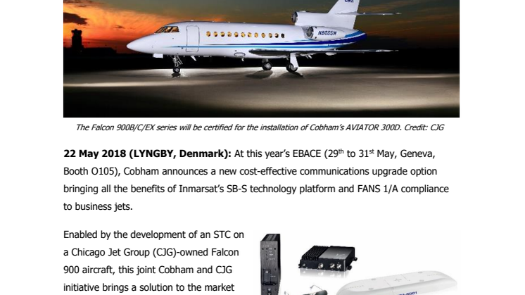 Cobham Announces New FANS Upgrade Solution for Business Jets