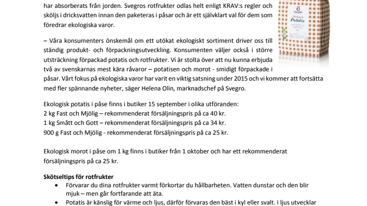 Välj ekologiska rotfrukter till höstmaten