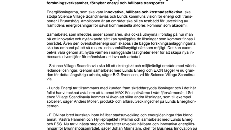 Samarbete för ett energismart Science Village Scandinavia