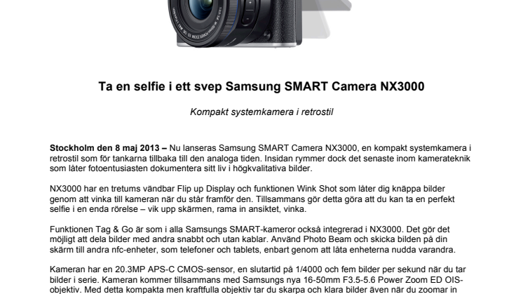 Ta en selfie i ett svep Samsung SMART Camera NX3000