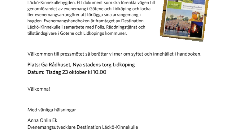 Nyhet! Handbok för evenemangsarrangörer Pressmöte 23/10 kl 10.00