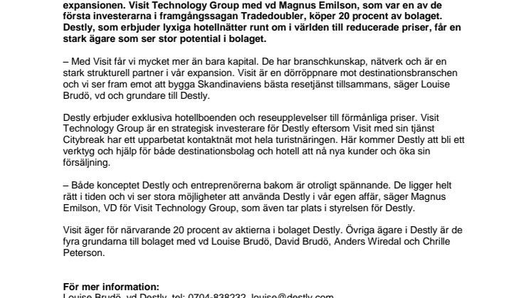 Destly tar in pengar för att växa snabbare - Tradedoublers tidigare ägare investerar