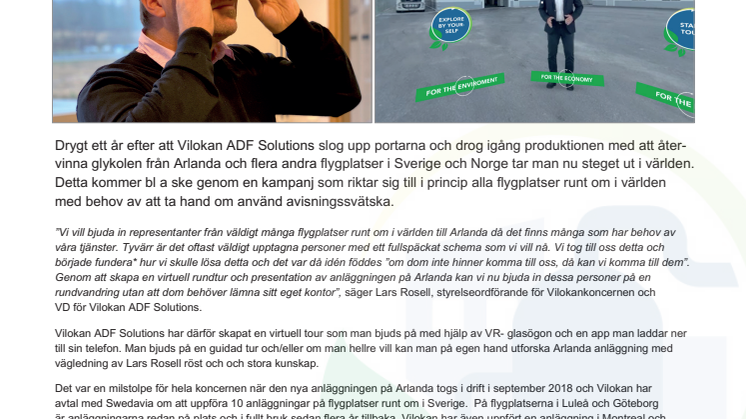 Virtuell rundtur och presentation av anläggningen på Arlanda.
