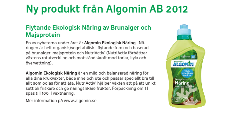 Flytande Ekologisk näring - till trädgård och krukväxter!