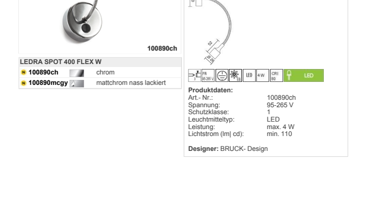Produktblad Bruck LEDRA Spot Flex som pdf.