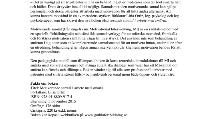 ​Kan man lära sig hantera smärta? Ny handbok av Liria Ortiz