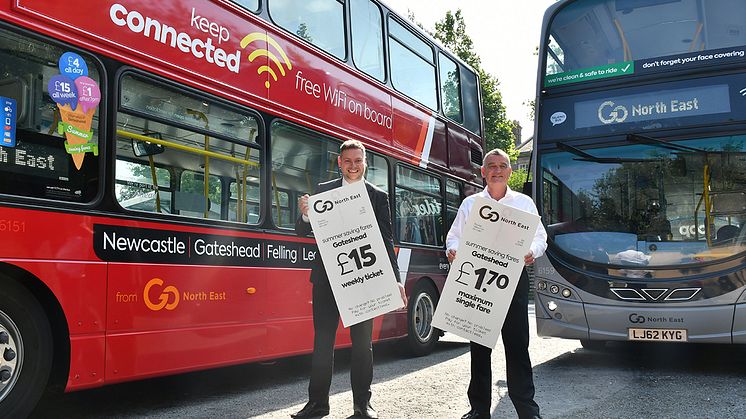 Martijn Gilbert managing director at Go North East (left) and Cllr Martin Gannon leader of Gateshead Council and chair of the North East Joint Transport Committee (right)