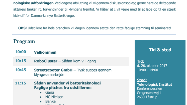 Invitation: Introseminar til Danmarks nye batteriklynge