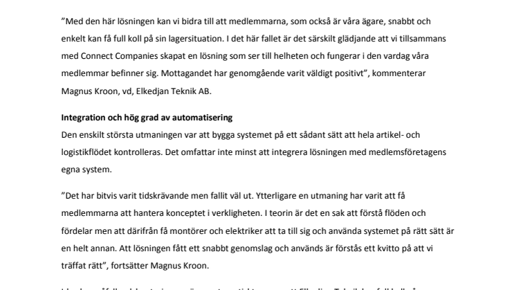 Sveriges största kedja för elinstallatörer ska bli bäst – också på logistik