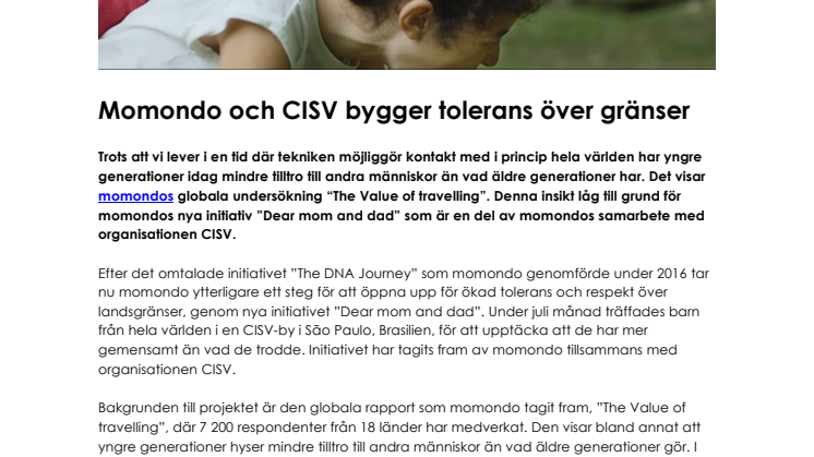 Momondo och CISV bygger tolerans över gränser