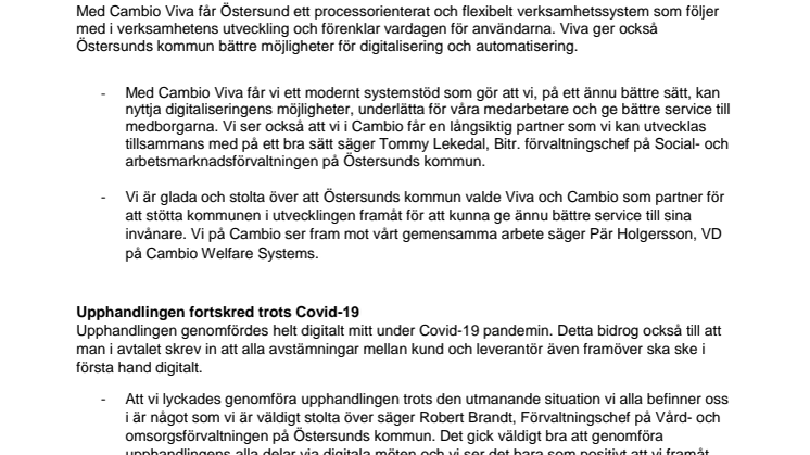 Östersunds kommun väljer Cambios verksamhetssystem