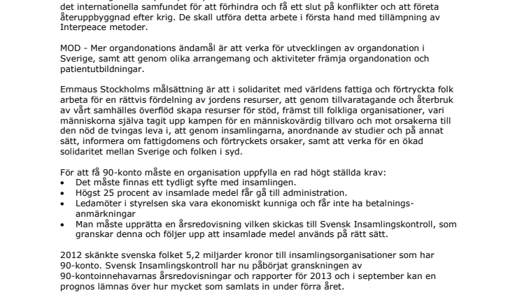 Tre nya insamlingsorganisationer har beviljats 90-konto