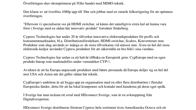 HDconnect lanserar trådlös HDMI i Sverige!