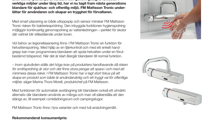 Nästa generations beröringsfria blandare för offentlig miljö