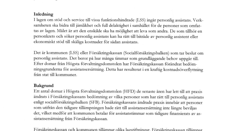 Malmö stad kräver ersättning för ökade kostnader för personlig assistans - övervältring drabbar utsatt grupp