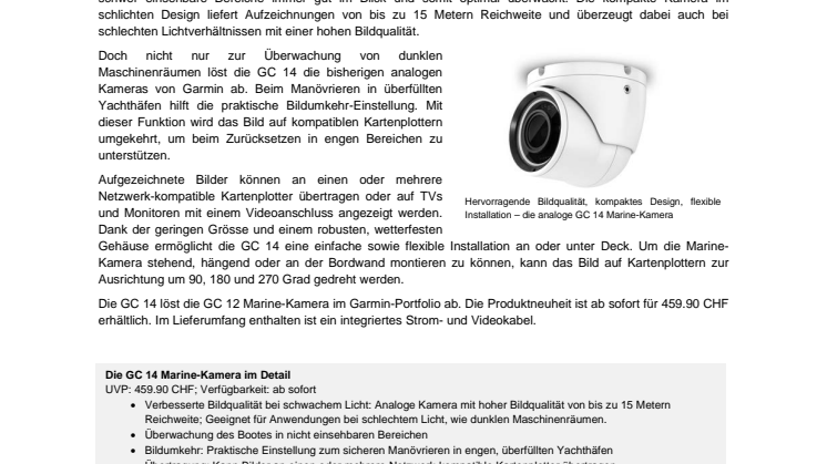 PM Garmin GC 14 Marine-Kamera