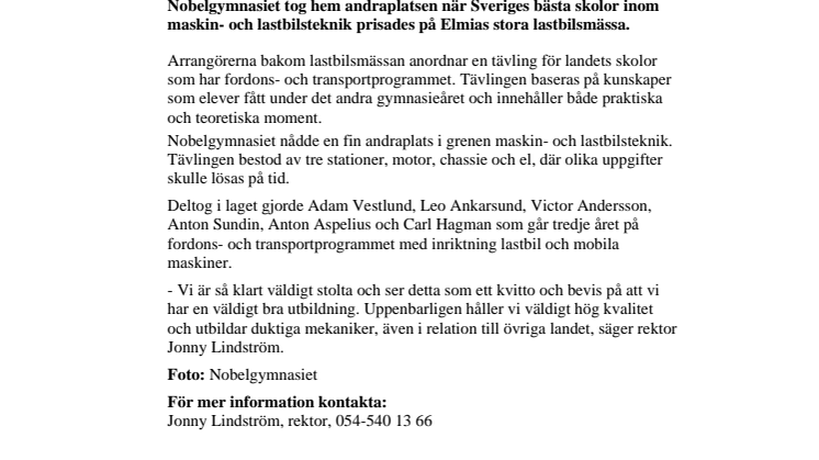 Nobelgymnasiet näst bäst i Sverige