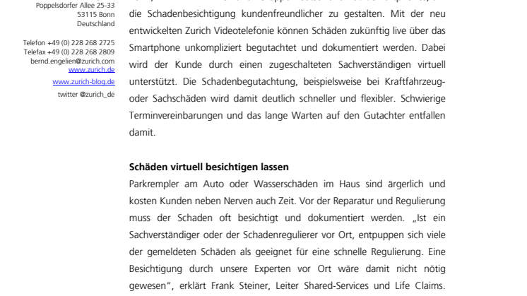 Schadenbegutachtung per Smartphone: Zurich führt Videotelefonie ein