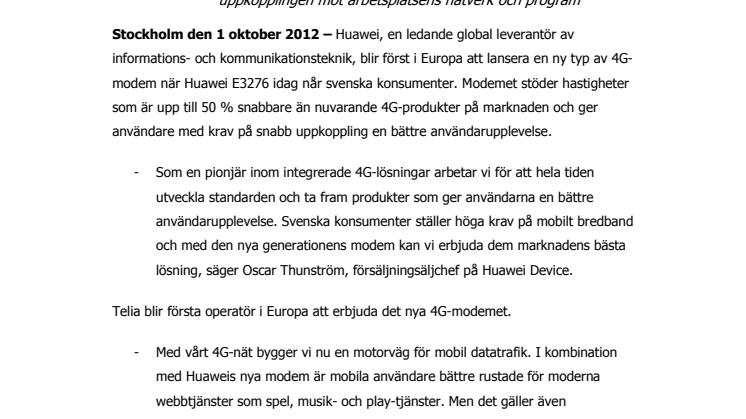 Sverigepremiär för ny typ av 4G-modem – rustat för den moderna webben