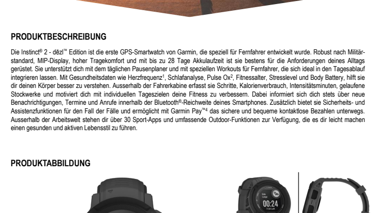 Datenblatt Garmin INSTINCT 2 - DEZL EDITION