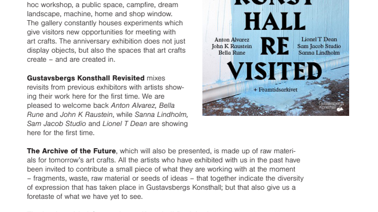 Välkommen till vernissage och bokrelease – Gustavsbergs Konsthall Revisited