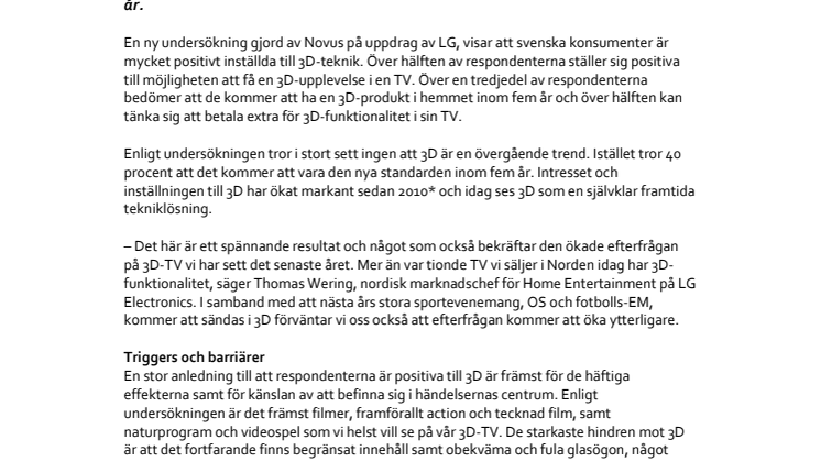 Varannan svensk vill ha en 3D-TV