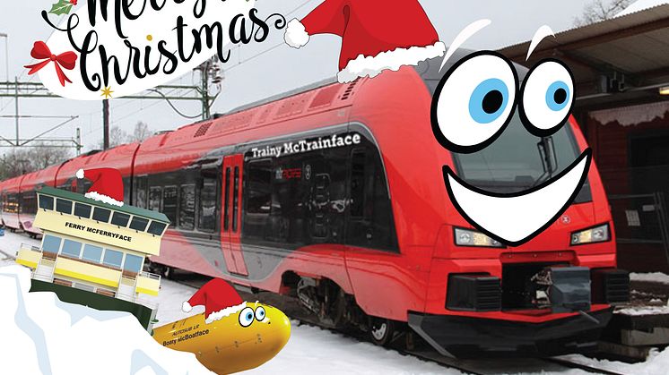Christmas greetings were sent by Trainy McTrainface to cousins Boaty McBoatface and FerryMcFerryface.