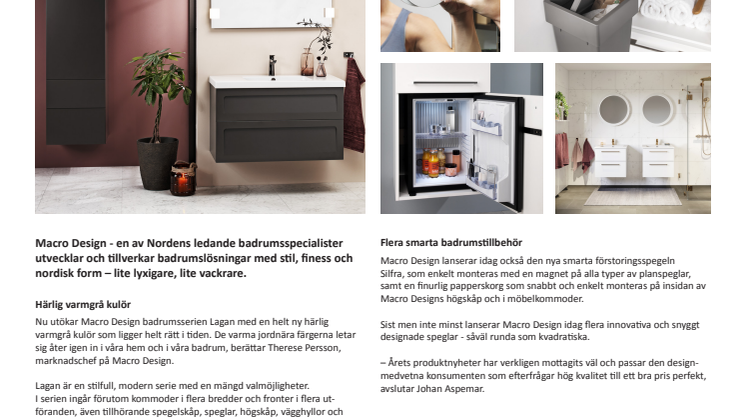 Macro Design lanserar nu badrumsmöbler i en helt ny varmgrå kulör