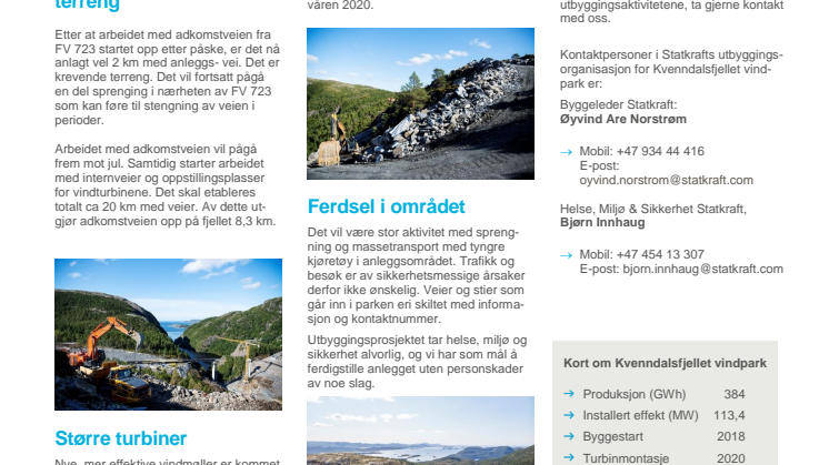 Nyhetsbrev Kvenndalsfjellet vindpark #2 - 2018