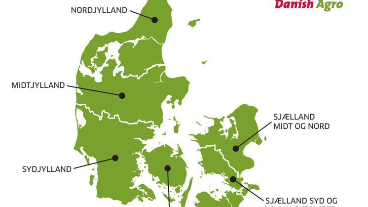Danmarkskort - Danish Agros valgregioner