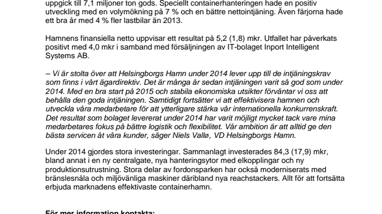 Ett starkt år för Helsingborgs Hamn