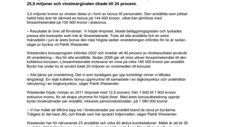 Westanders vinst ökar