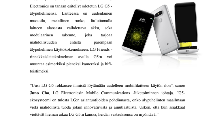 LG ESITTELEE LG G5 -ÄLYPUHELIMEN