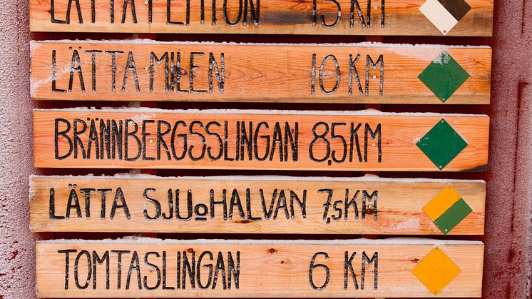 I Harsa finns längdåkning för alla, allt ifrån 1,5 kilometer runt sjön till tuffa mil i skogen