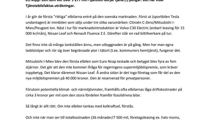 Lönsam elbil kräver bensinpris på 62 kronor litern