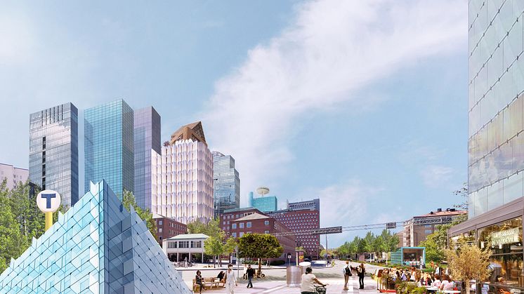 Centerpartiets vision om ett nytt Marieberg med tunnelbanestationens uppgång på Västerbroplan.